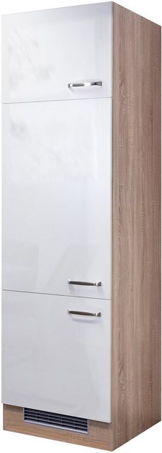 Flex-Well Exclusiv Geräteumbauschrank Valero 60 cm Hochglanz Weiß-Sonoma Eiche