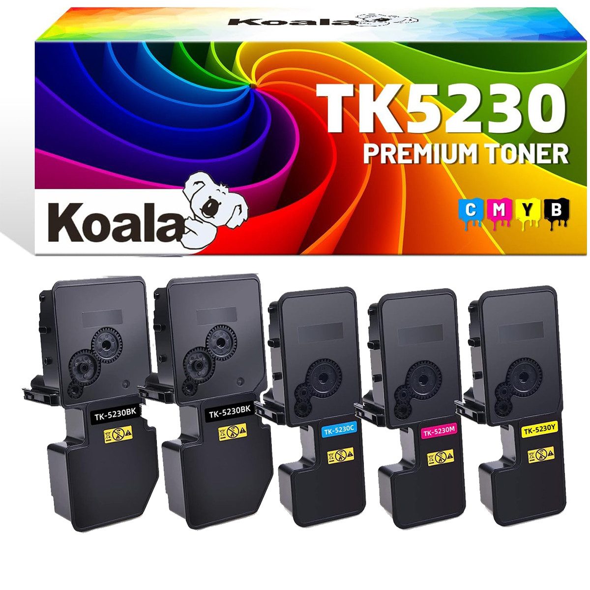 Koala 5er TK-5230 Toner für Kyocera ECOSYS M5521 M5521cdw P5021cdw P5021 Tintenpatrone (Packung, Toner for Kyocera K-5230K TK-5230C TK-5230Y TK-5230M)