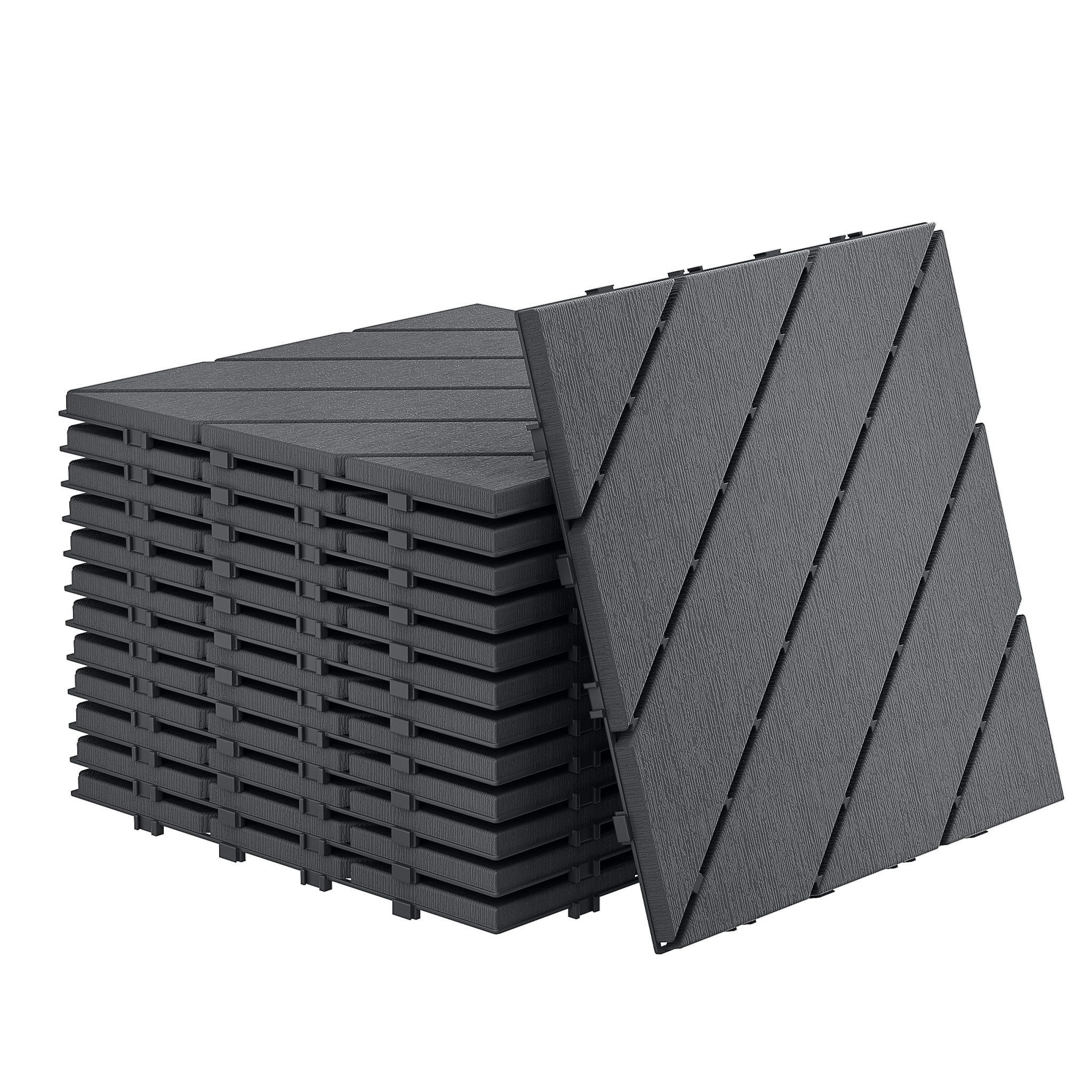 FIVMEN Terrassendielen Fliesen Klickfliesen Bodenbelag 30x30cm, Anthrazit/Braun(Typ B), (33-St), in Holzoptik für Terrassen, Gärten, Schwimmbäder