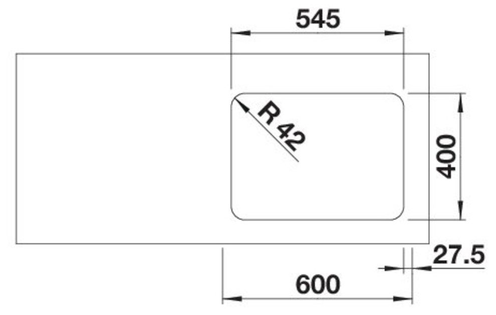 Edelstahlspüle wechselseitigen SOLIS Einbau cm, Blanco (1 eckig, 340/180-U, St), zum geeignet 44/59