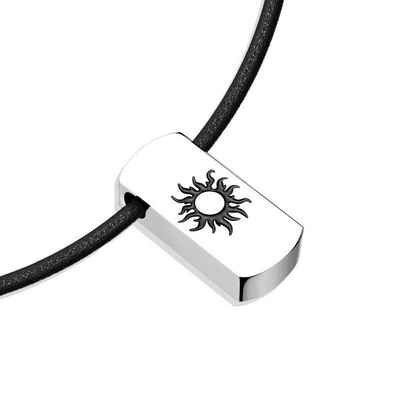 BUNGSA Ketten-Set Halskette schwarz mit silbernem Edelstahl-Anhänger Unisex (1-tlg), Halskette Necklace