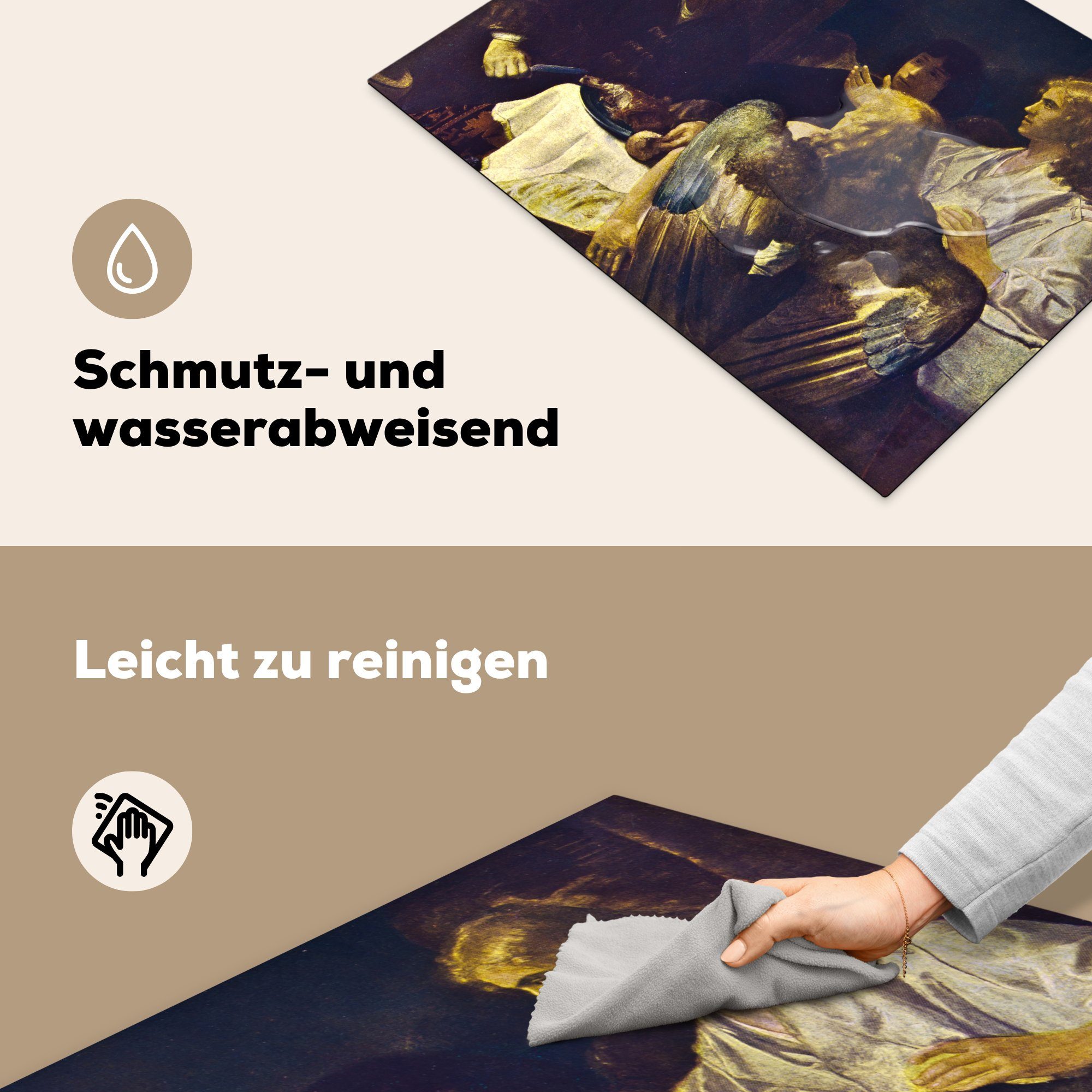 MuchoWow Herdblende-/Abdeckplatte - die Induktionskochfeld Engel küche, Rembrandt Abraham Vinyl, 71x52 (1 Rijn, tlg), für Ceranfeldabdeckung cm, Schutz die van und