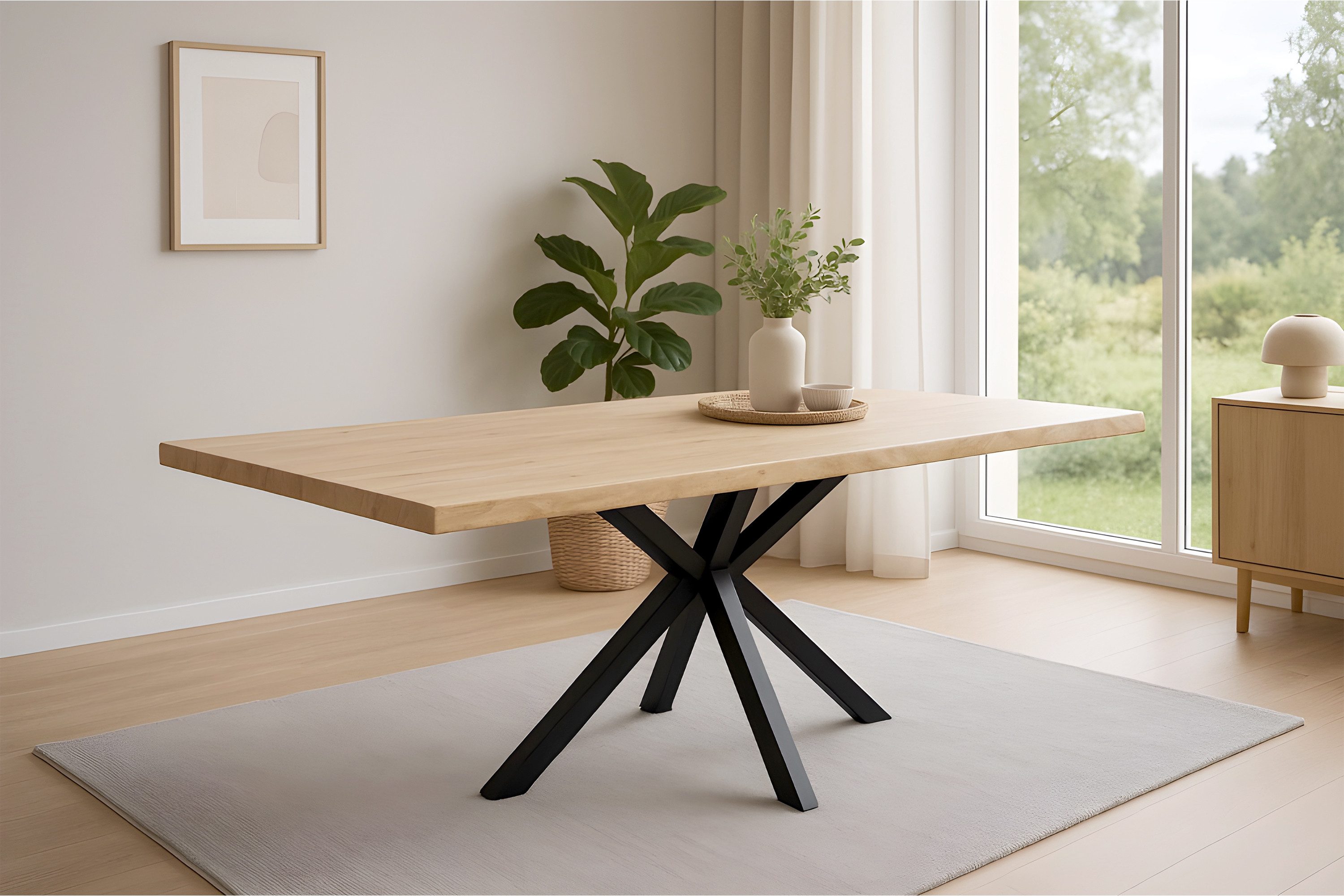 SAM® Esstisch Kawa, Akazienholz, echte Baumkante, Metallgestell Spider-Form