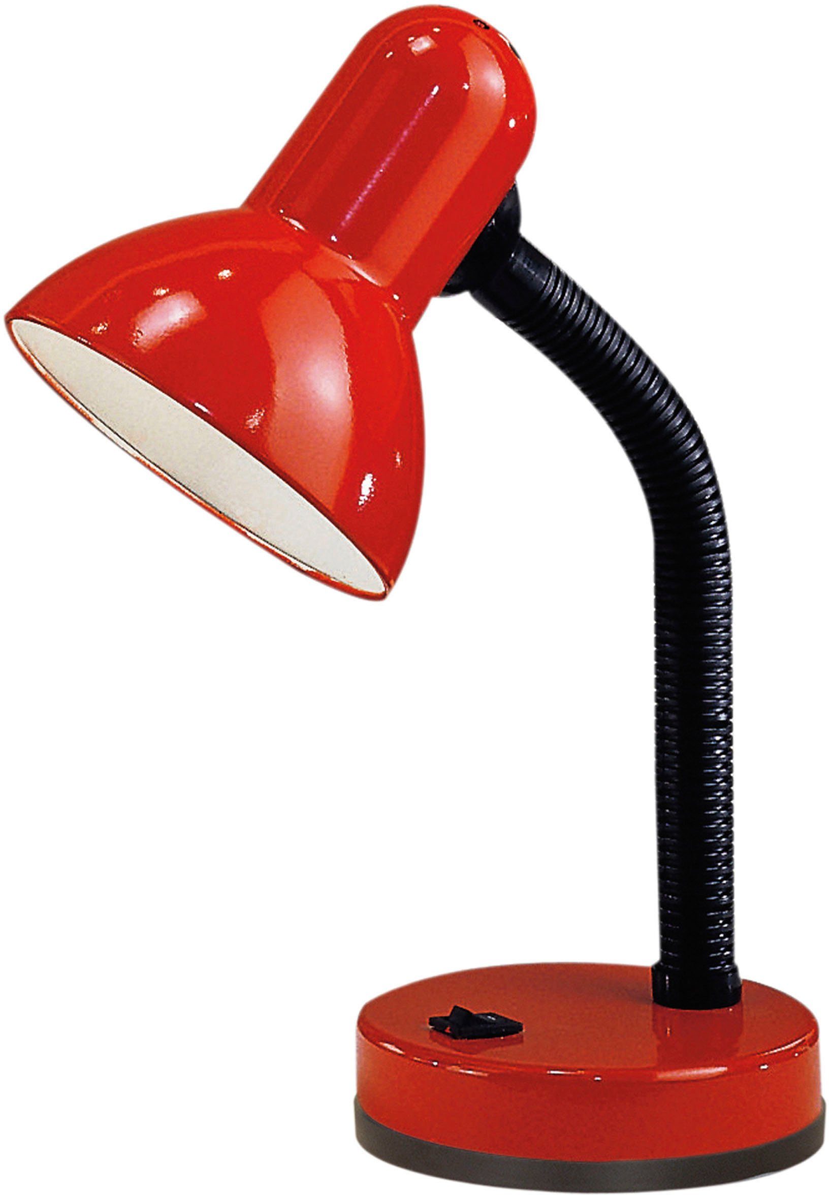 EGLO Tischleuchte BASIC, Leuchtmittel wechselbar, ohne Leuchtmittel, rot / Ø12,5 x H30 cm / Wippschalter - schwenkbar - flexibler Hals