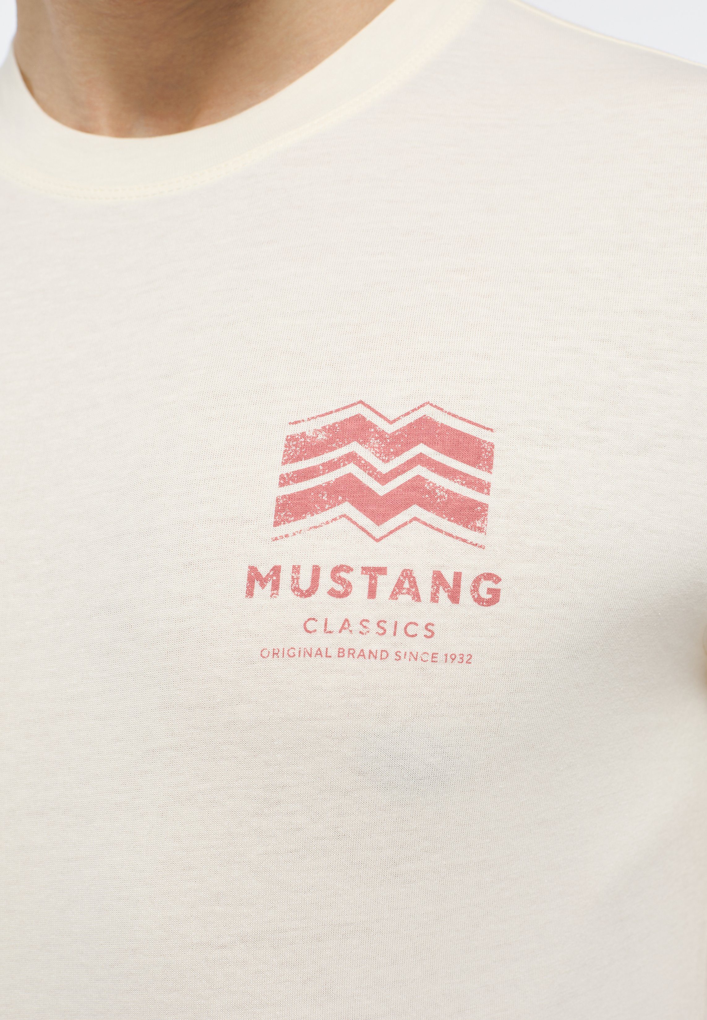 Kurzarmshirt weiß T-Shirt MUSTANG Mustang