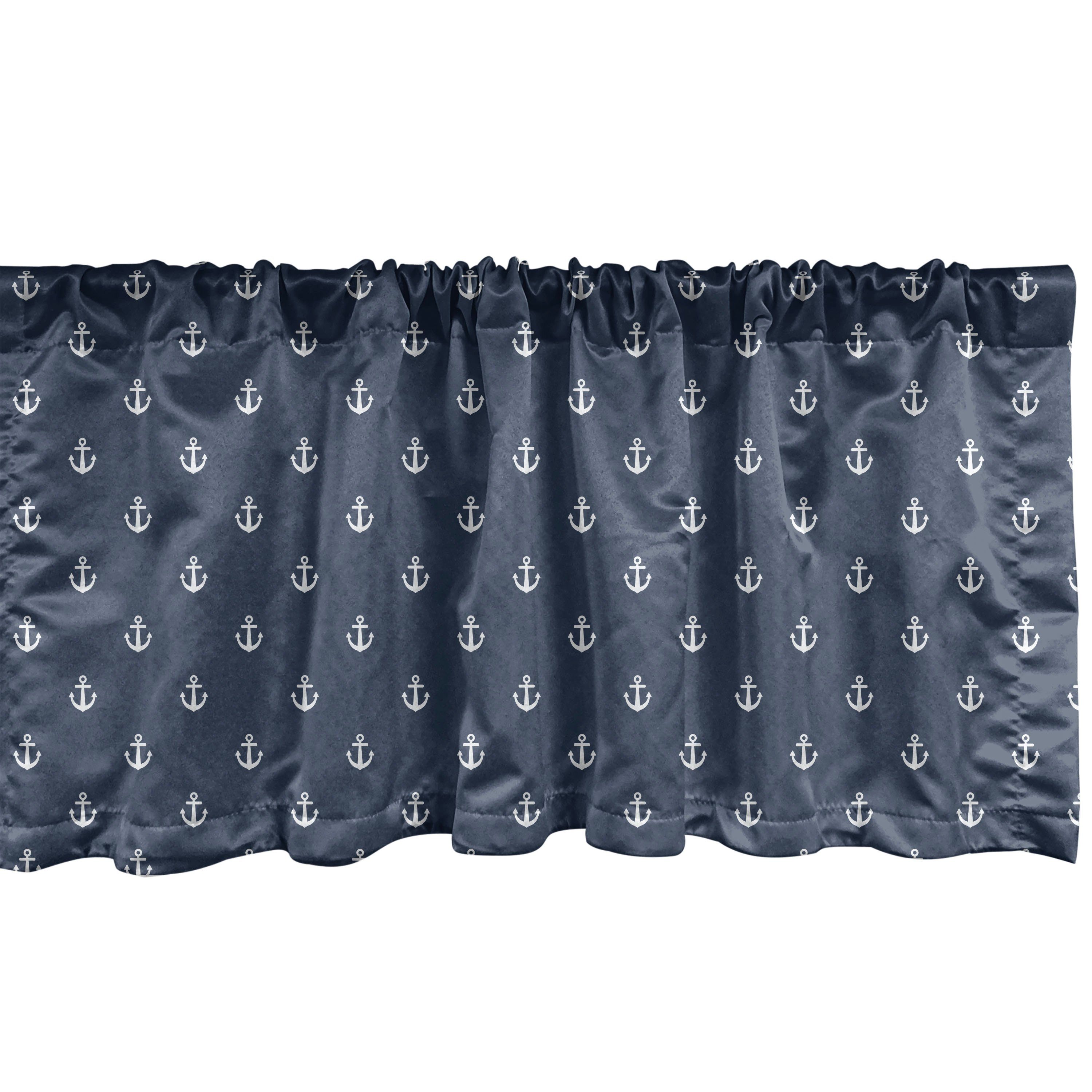 Scheibengardine Vorhang Volant für Küche Schlafzimmer Dekor mit Stangentasche, Abakuhaus, Microfaser, Navy blau Anchors Seereisen