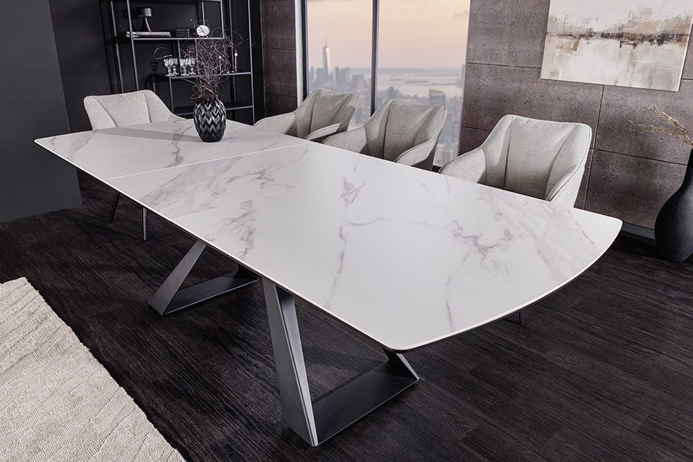 riess-ambiente Esstisch CONCORD 180–230cm weiß Keramik – ausziehbar, schwar günstig online kaufen