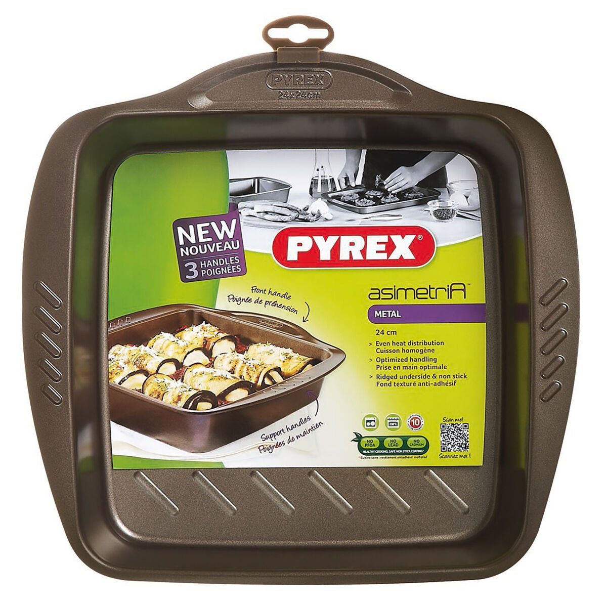 24 24 6 cm Stück Asimetria Backform karriert x Backform Schwarz Pyrex Metall Pyrex