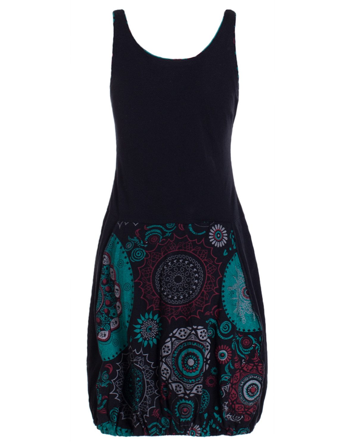 Vishes Ballonkleid Damen mittellanges Kleid Baumwolle geometrisches Muster günstig online kaufen