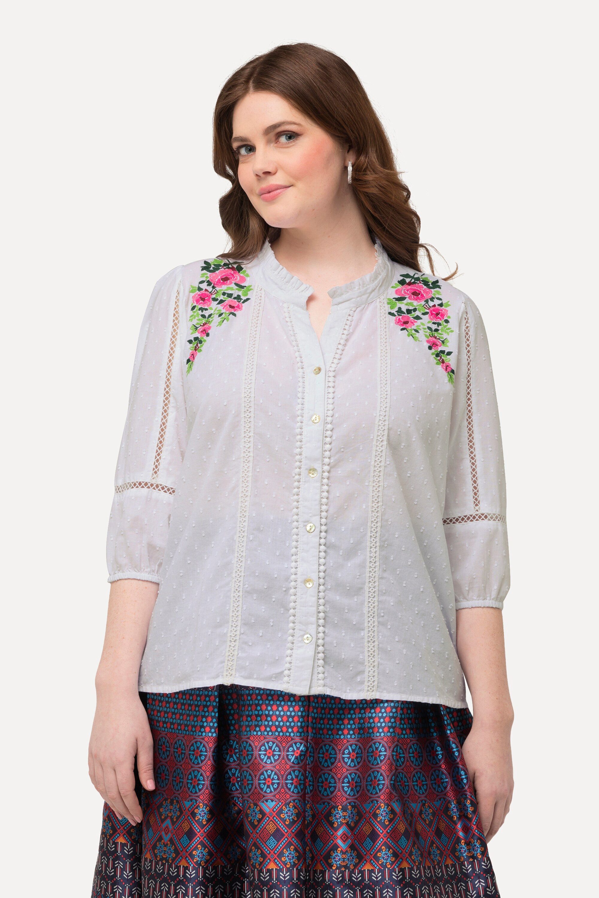 Ulla Popken Tunika Bluse Lochspitze A-Linie günstig online kaufen