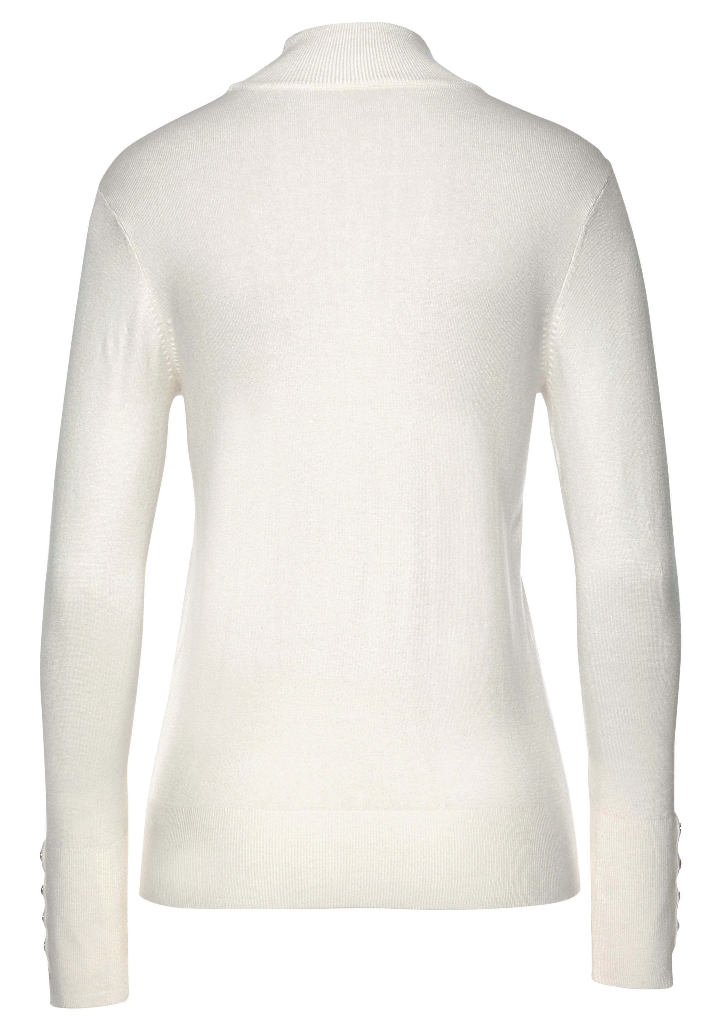 LASCANA Strickpullover mit Zierknöpfen am Ärmelabschluss, leichter Rollkragenpullover, Basic