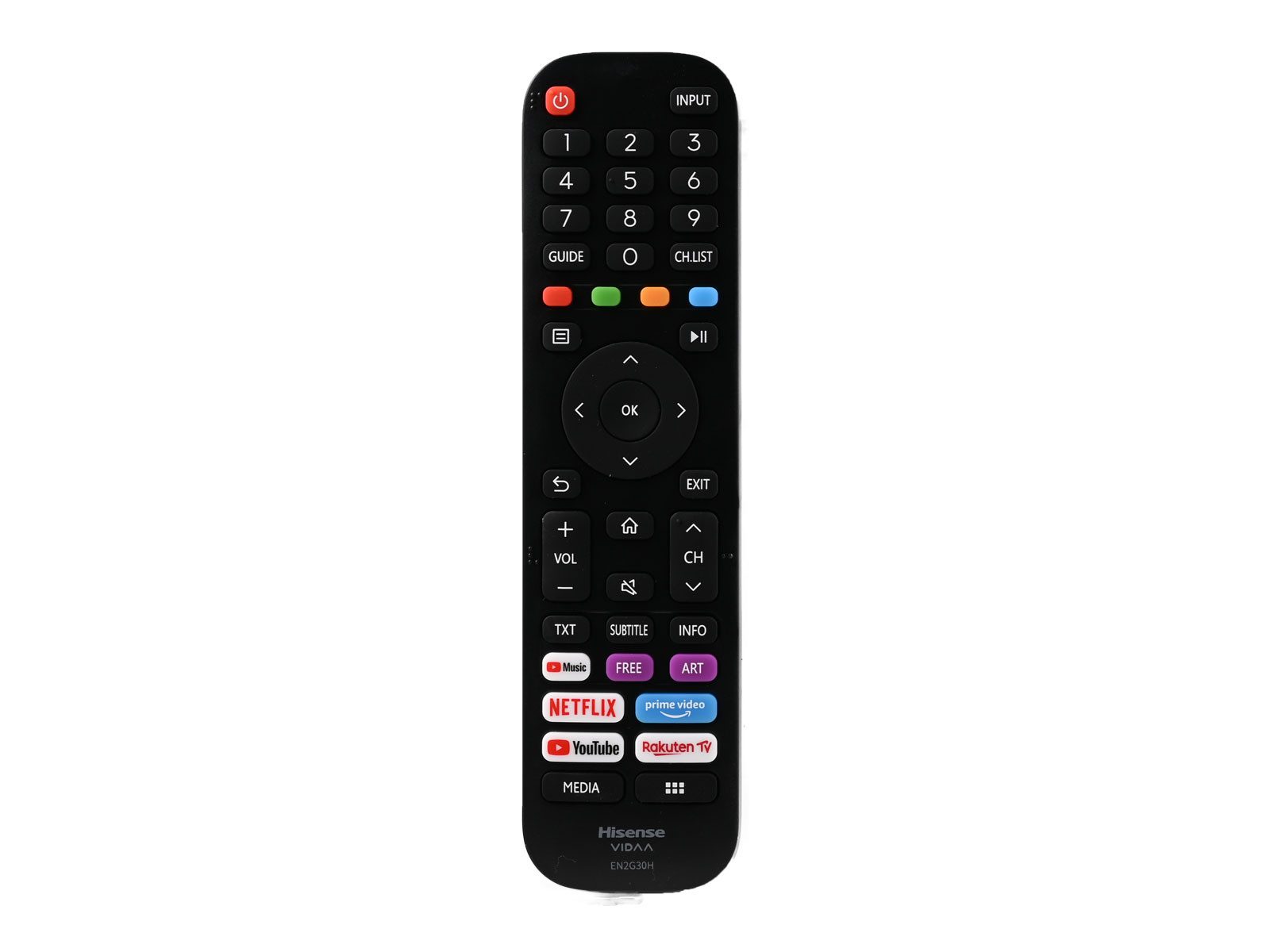 Hisense EN2G30H, T269780, HT269780, VIDAA, SUB EN2A30, HT2 Universal-Smart-TV-Fernbedienung (Schnelltasten für Netflix, Amazon Prime, YouTube & Rakuten TV)