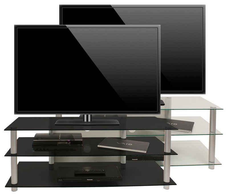 VCM TV-Board TV Möbel Sideboard Fernseh Rack Alu Glas Zumbo