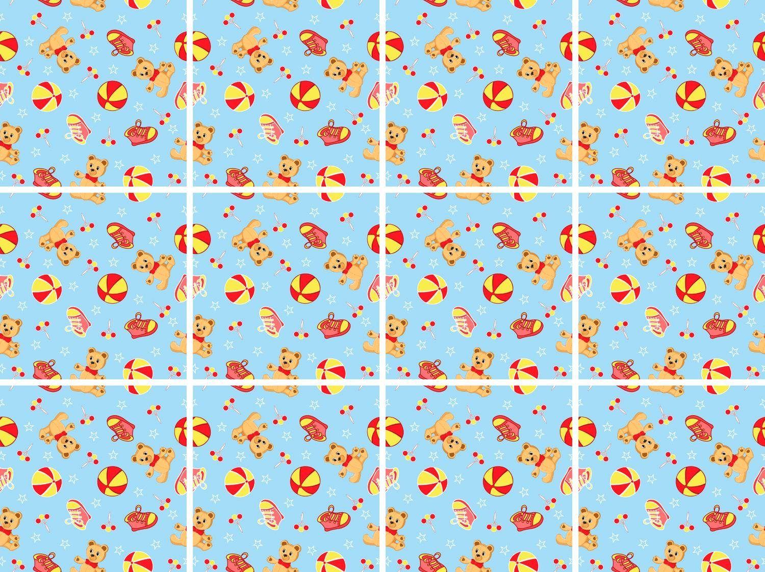 queence Fliesenaufkleber Teddybären, Stickerfliesen, selbstklebend, Sticker, 12er Set