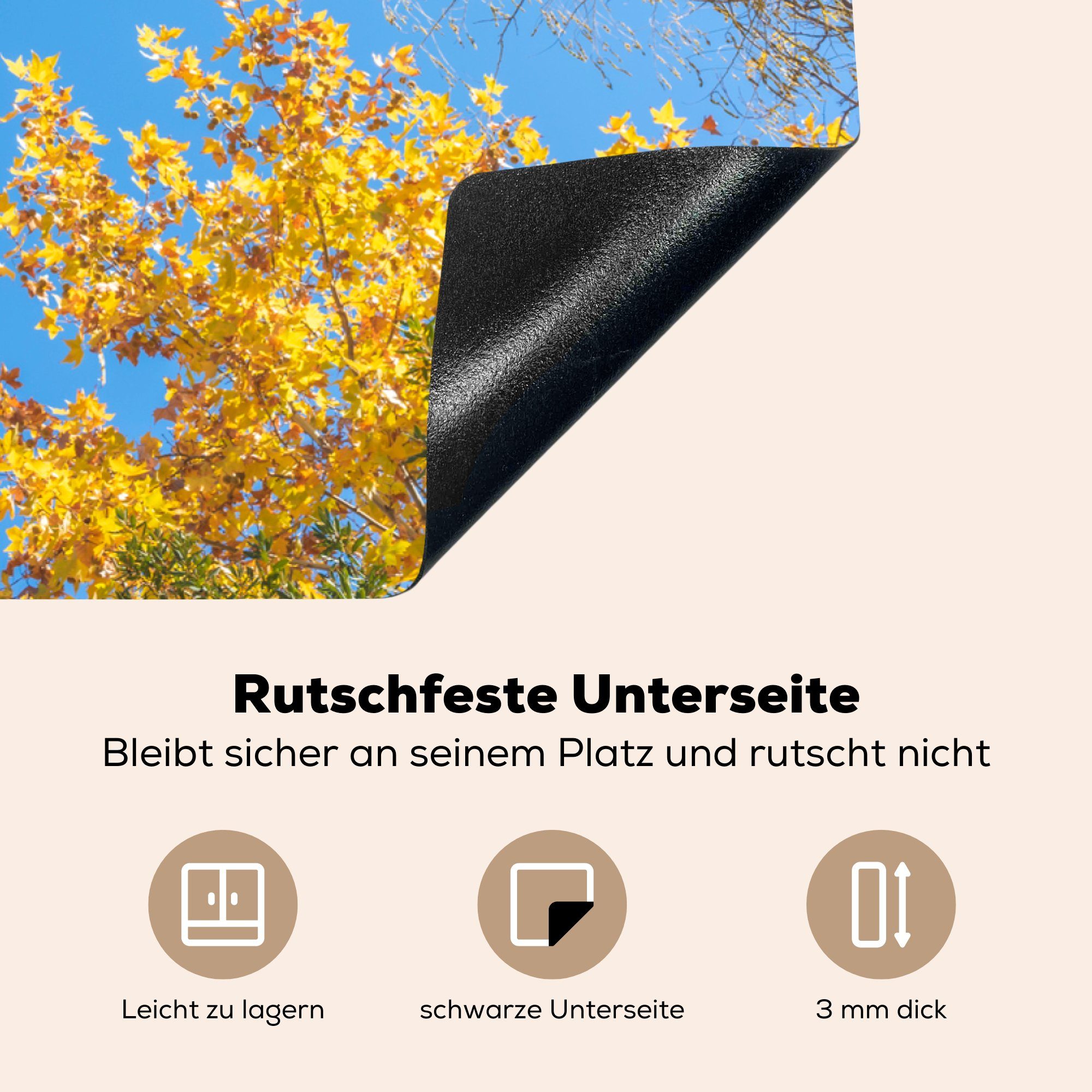 MuchoWow Herdblende-/Abdeckplatte - Herbst die Orange, (1 cm, tlg), 81x52 für - Induktionskochfeld küche, Vinyl, Schutz Bäume Ceranfeldabdeckung