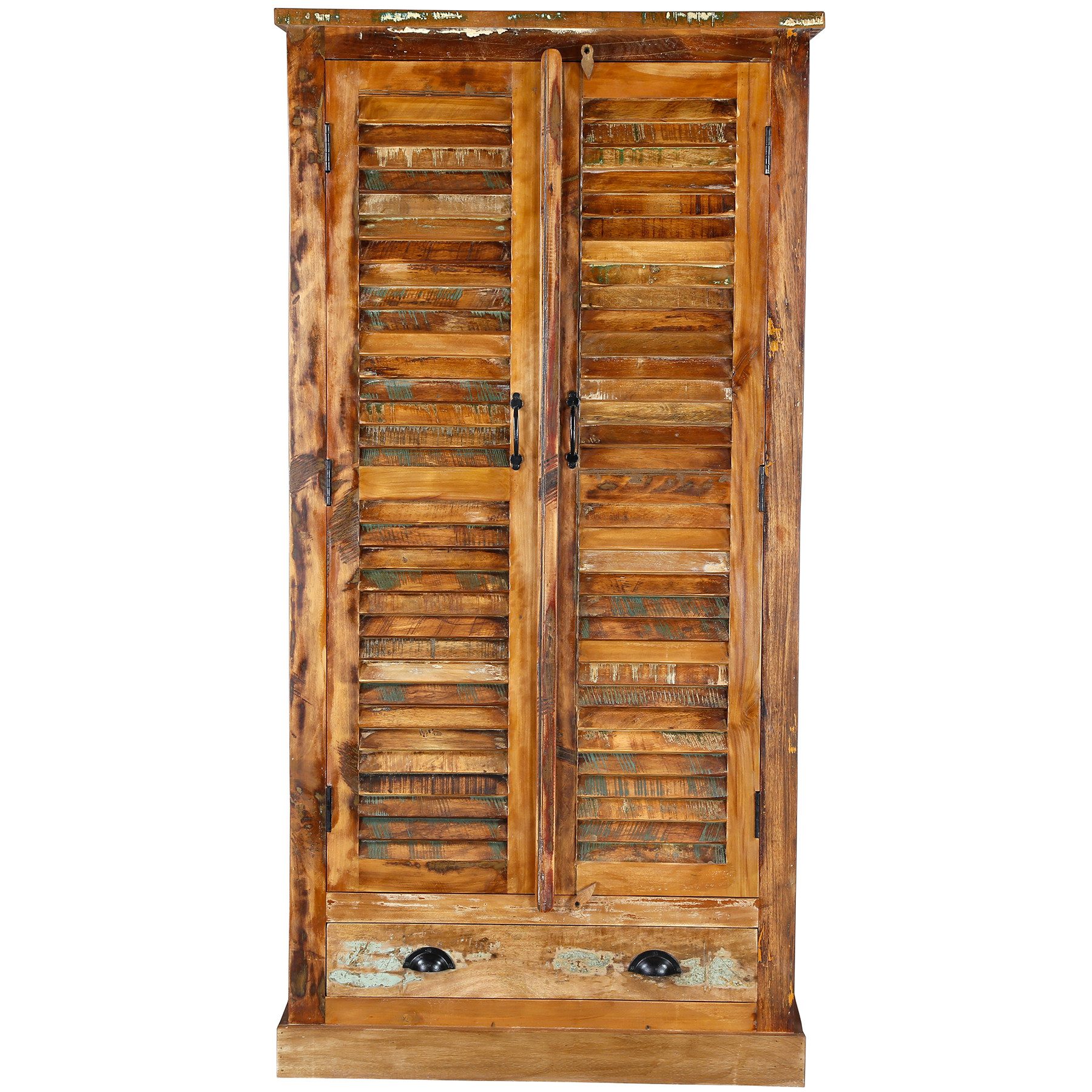Casa Moro Kleiderschrank Schrank Massivholz Altholz 180 cm Hoch Schlafzimmer Wohnzimmer Flur massiver Aufbau: 82 kg Gewicht, viel Stauraum, handgefertigt, Unikat