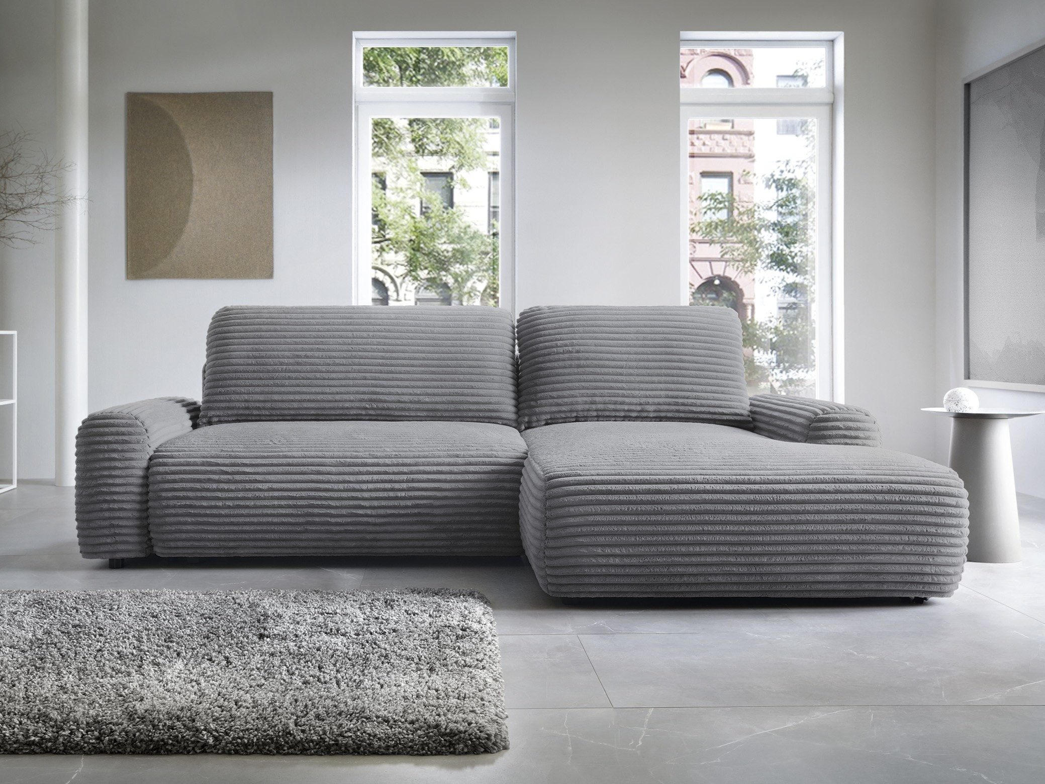 Goldstoff Ecksofa mit Schlaffunktion und Bettkasten, günstig online kaufen