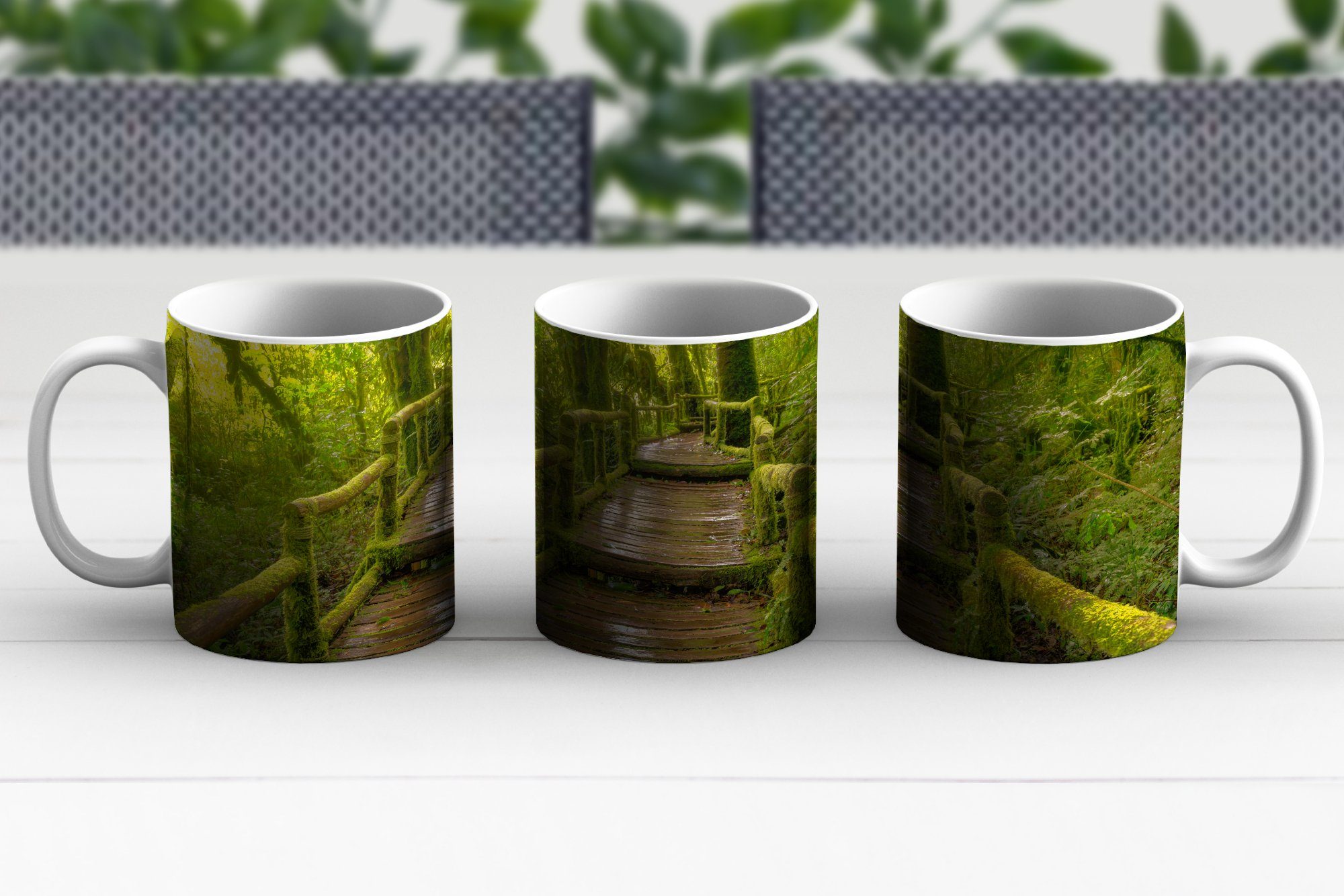 Regenwald Teetasse, MuchoWow Geschenk Keramik, Tasse und Teetasse, Becher, Schöner Dschungel, Kaffeetassen,