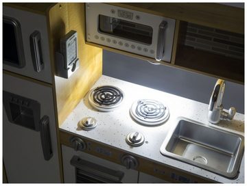 Mamabrum Kinder-Küchenset XXL-Holzküche mit LED-Beleuchtung, Schürze und Zubehör