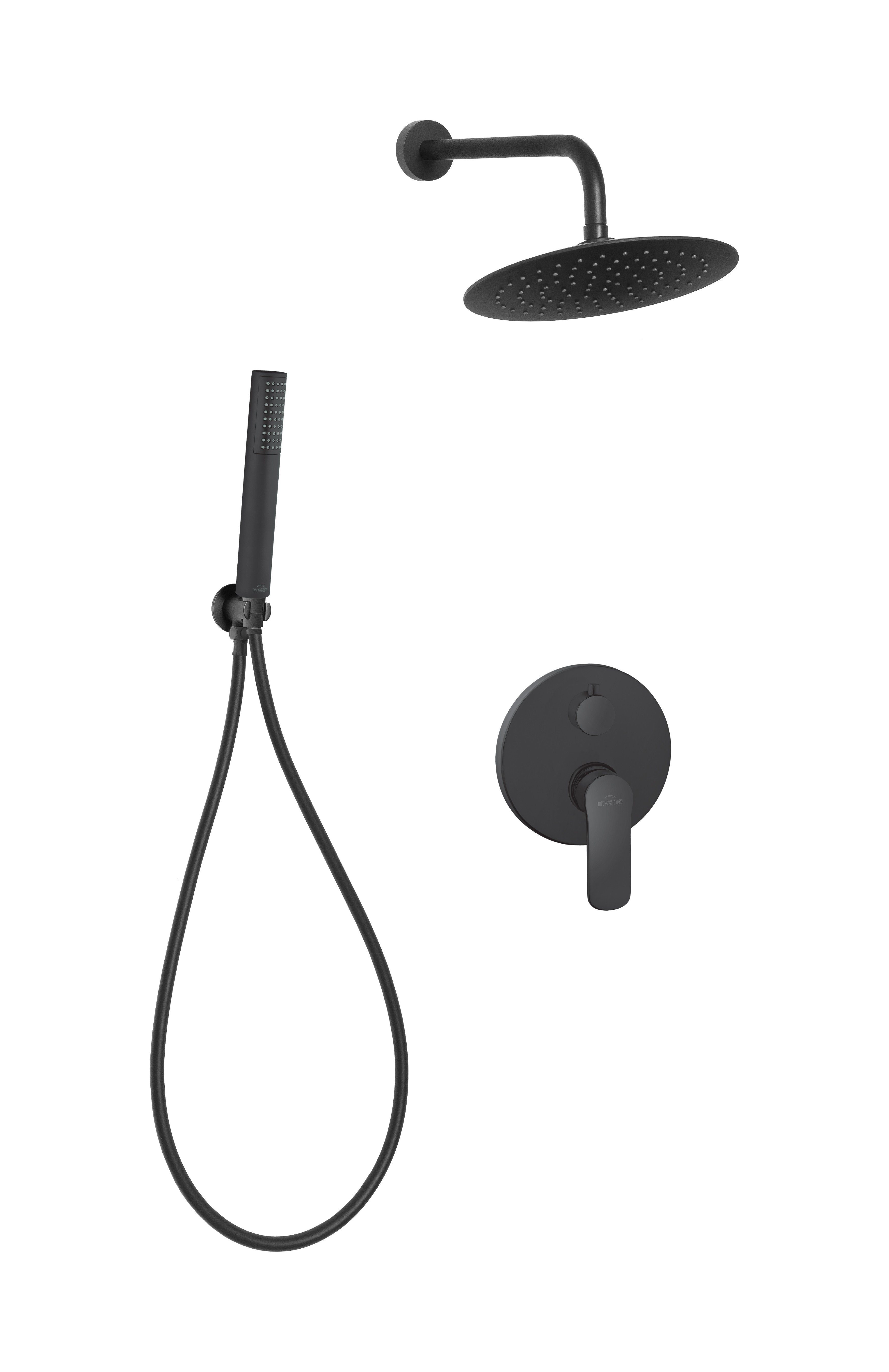 KOLMAN Unterputzarmatur SIROS Unterputz-Duschset, Handbrause, Mischer und Regendusche (Oval) in Schwarz