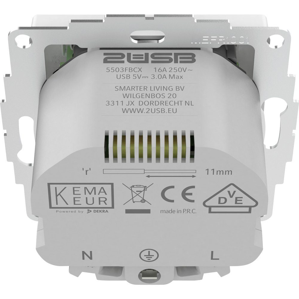 mit USB-Ladeausgang, Schutzkontakt-Steckdose 2USB 2USB erhöhter 2U-449535 Steckdose