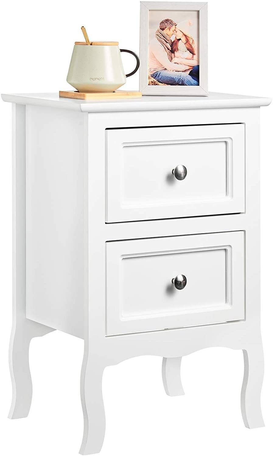 Woltu Nachttisch (1-St), Stil barock, 40 x 60 x 30 cm MDF, mit 2 Schubladen