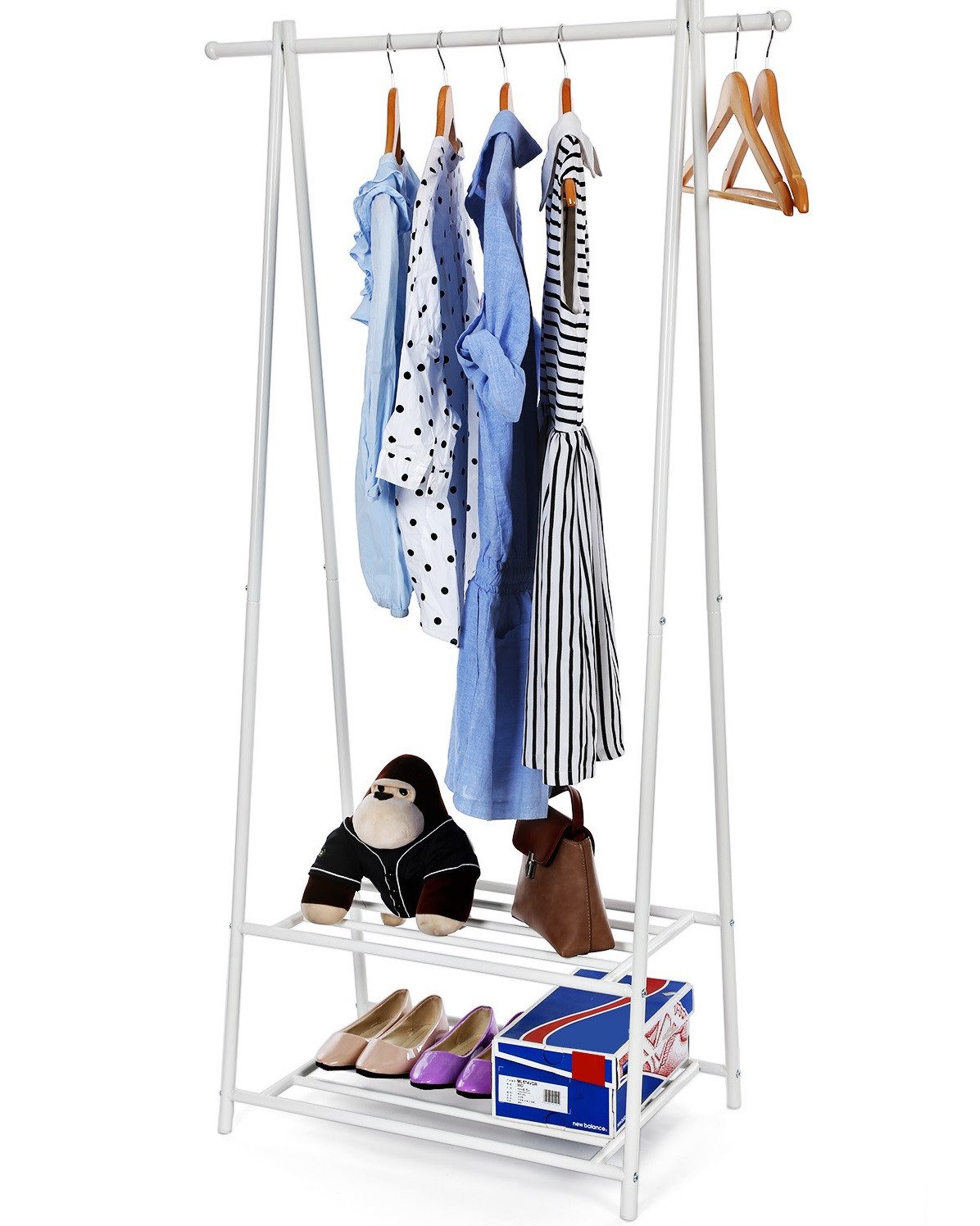 SONGMICS Kleiderständer, 2 Ablagen, Metallgestell, platzsparend günstig online kaufen