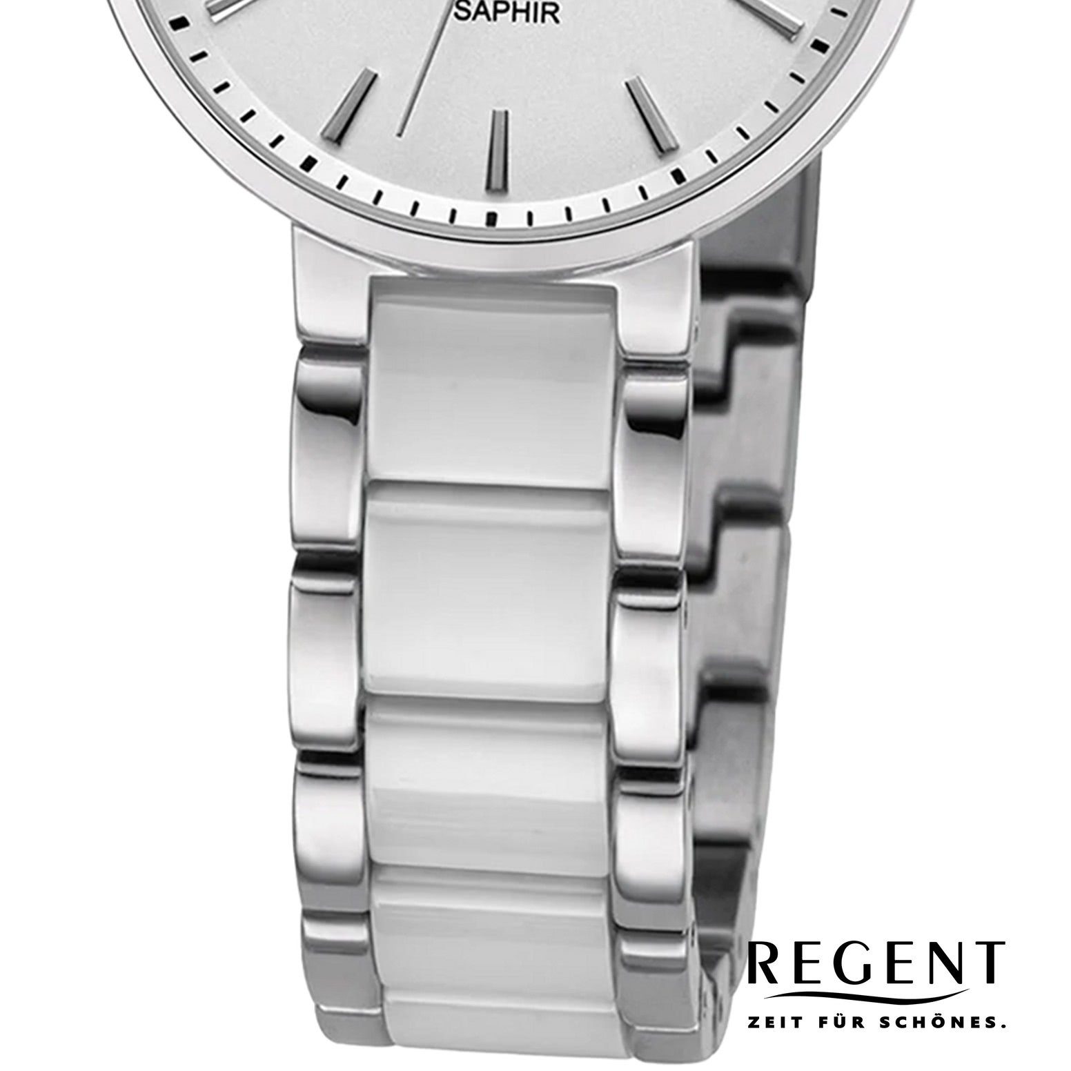 Regent Quarzuhr Regent Damen Armbanduhr Analog, (Analoguhr), Damen Armbanduhr rund, extra groß (ca. 30mm), Keramikarmband