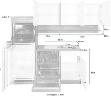 Kochstation Küche KS-Virginia, Stellbreite 230/190 cm, mit E-Geräten