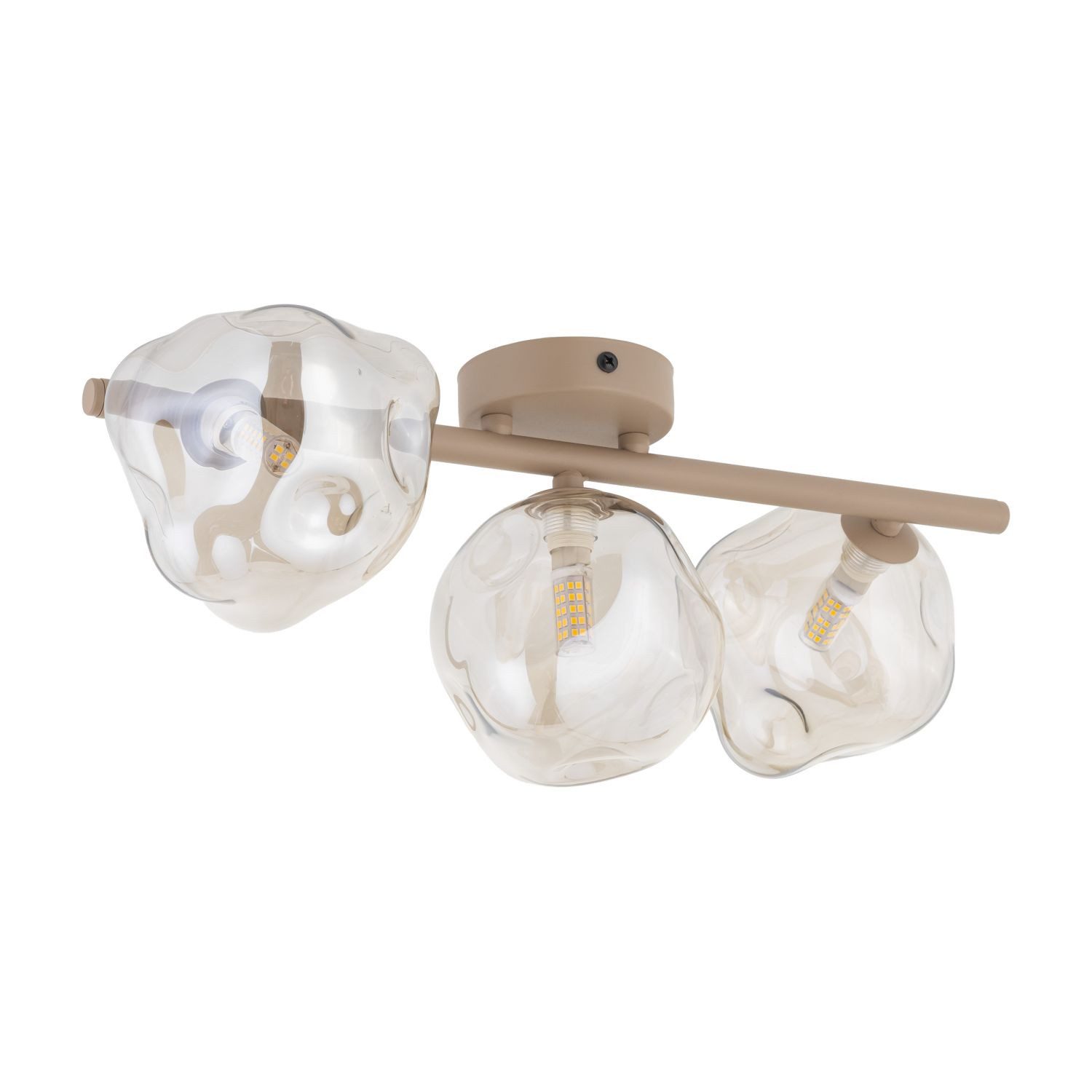 Licht-Erlebnisse Deckenstrahler UMERA, ohne Leuchtmittel, Rauchglas Metall verstellbar Beige Cognac G9 3-flammig länglich