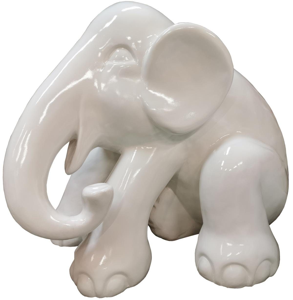 Deko Weiß Designer Garten Statue Gartenfigur, Elefant Figuren JVmoebel Skulpturen Moderne