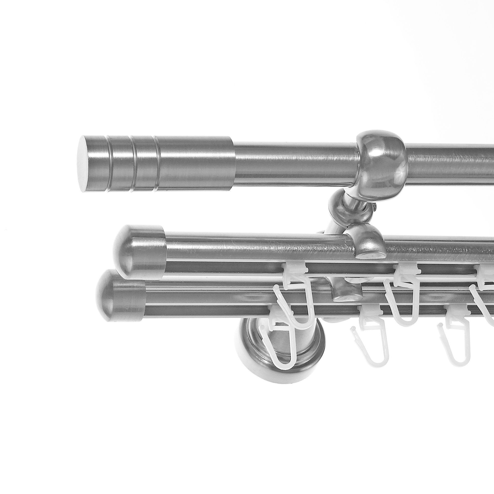 BASIT Gardinenstange Rohr und Innenlauf 16 mm mit Wandträgern 540 cm E28, Ø 16 mm, 3-läufig, verschraubt, Metall, H14 RI 540 cm E28 Zylinder