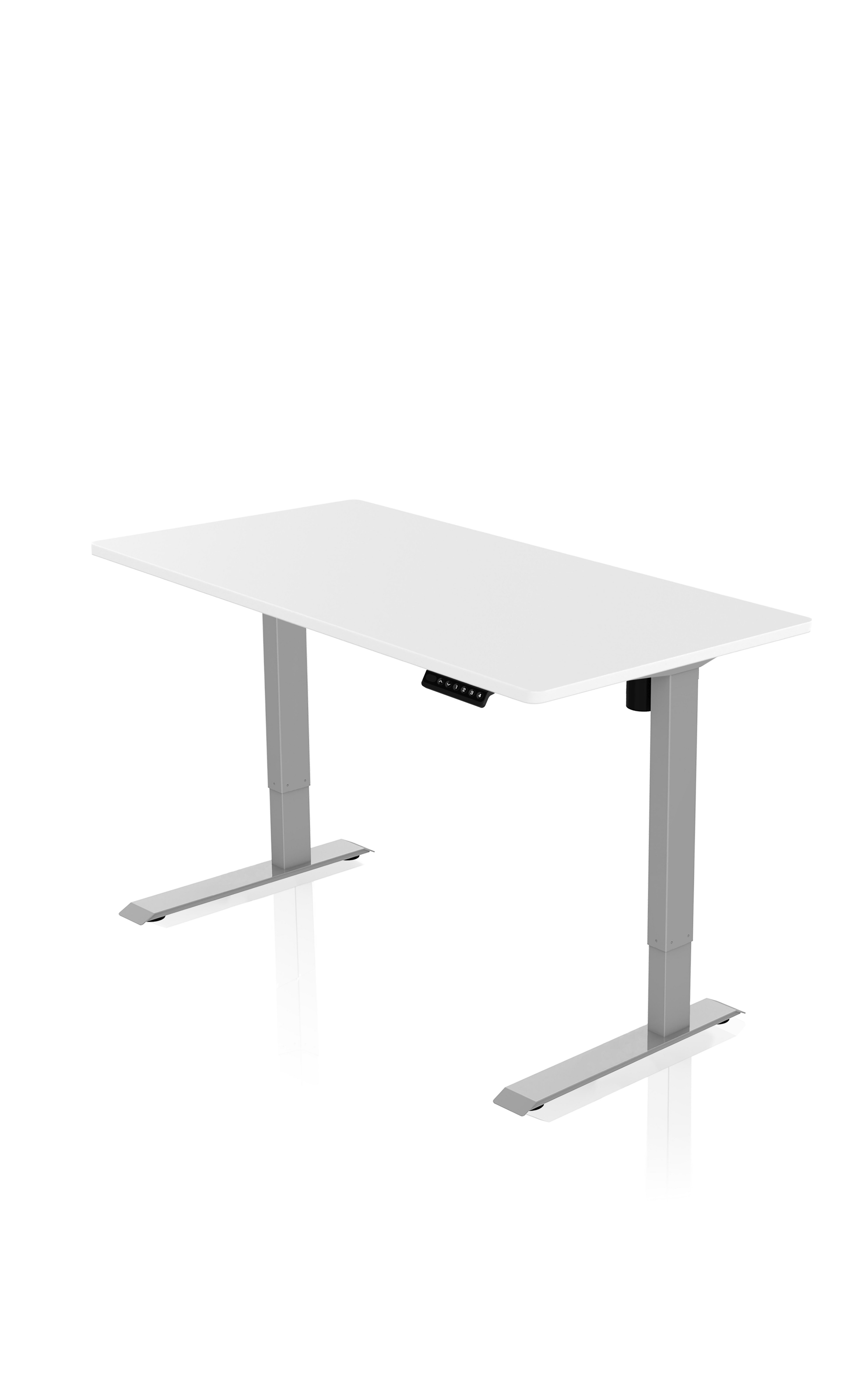 AGIl Schreibtisch elektrisch höhenverstellbarer Schreibtisch - 120*60 cm Komplett-Set Graues Gestell - Weiße Tischplatte