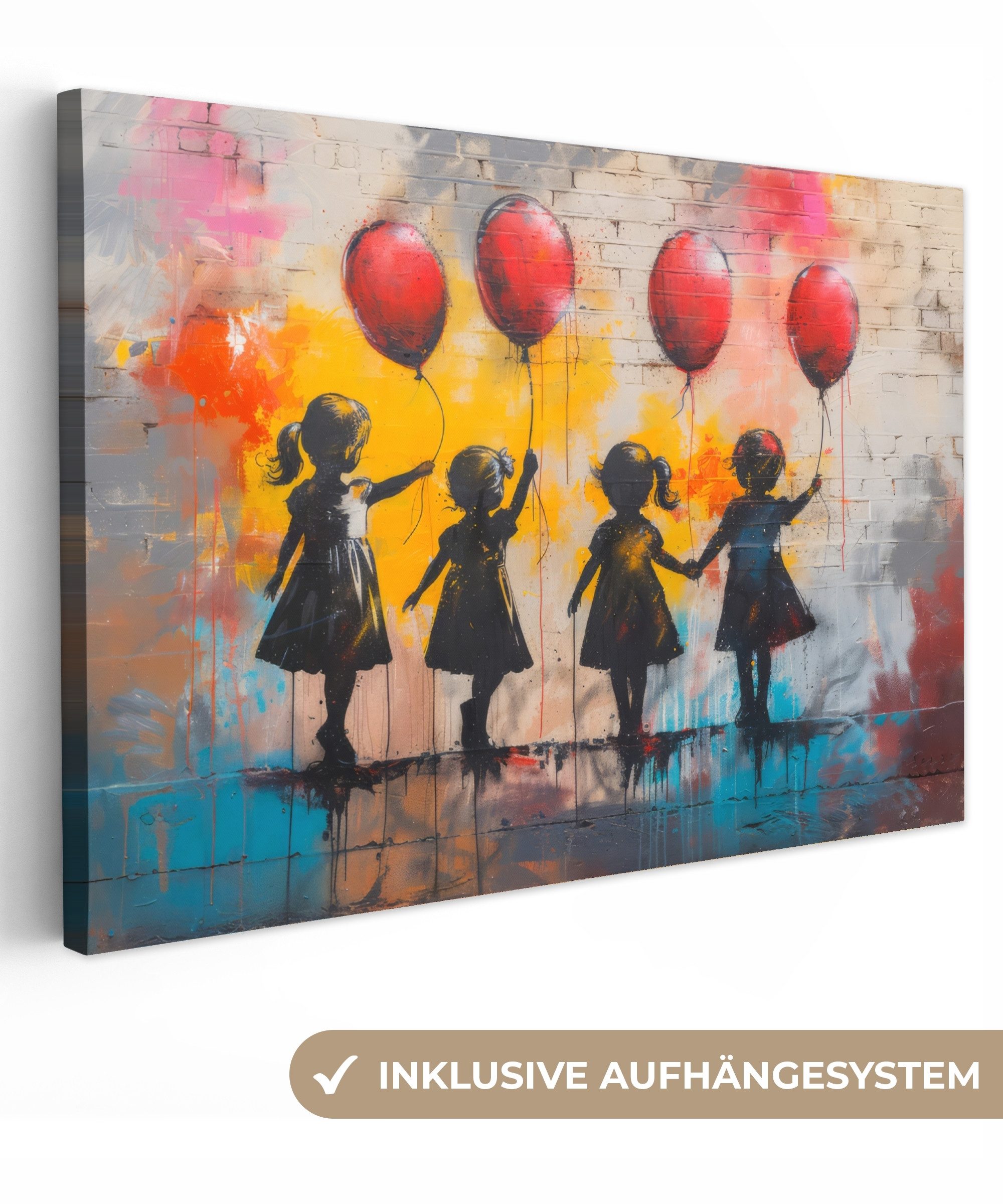 OneMillionCanvasses® Leinwandbild Graffiti - Kinder - Straßenkunst - Luftba günstig online kaufen