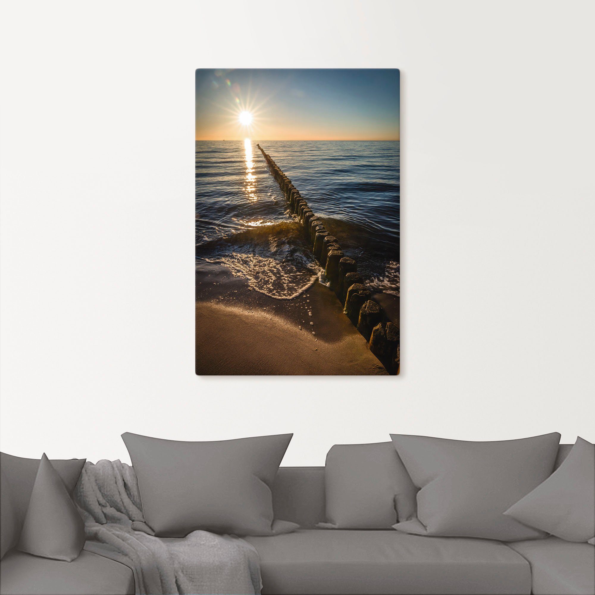 Artland Wandbild »Buhnen und Sonnenuntergang Ostsee«, Küstenbilder (1 Stück), in vielen Größen & Produktarten - Alubild / Outdoorbild für den Außenbereich, Leinwandbild, Poster, Wandaufkleber / Wandtattoo auch für Badezimmer geeignet-kaufen