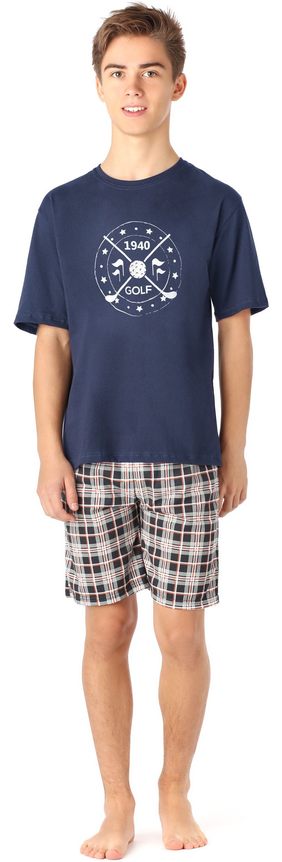 Timone Schlafanzug Jugend Schlafanzug TI113 MarineKariert1 | Pyjamas
