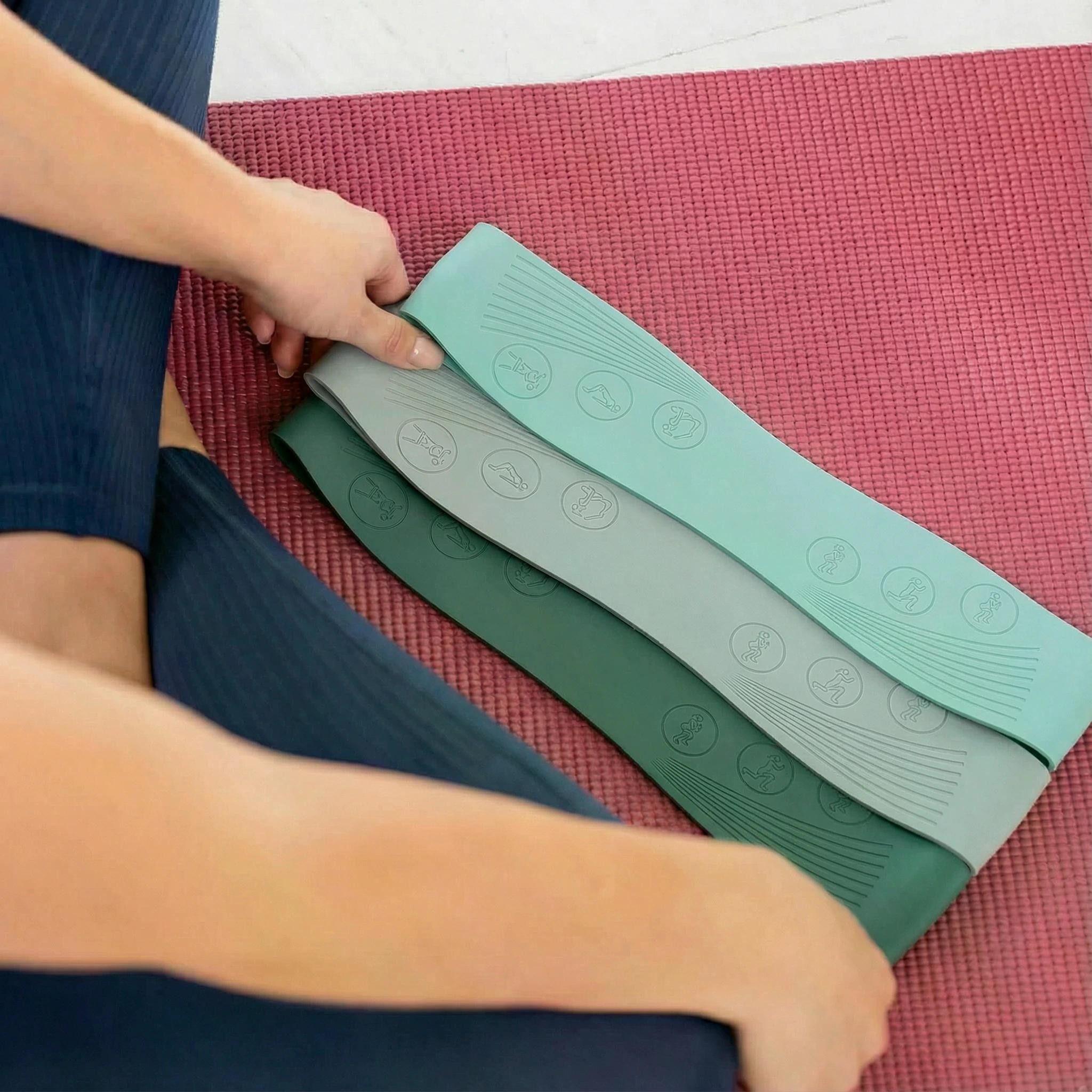 NEOLYMP Trainingsband Pilates Fitnessbänder - Resistance Bands 3er Set – 9/14/18 kg, 3 Widerstandsstufen Silikon Gymnastikband rutschfest für Pilates, Yoga