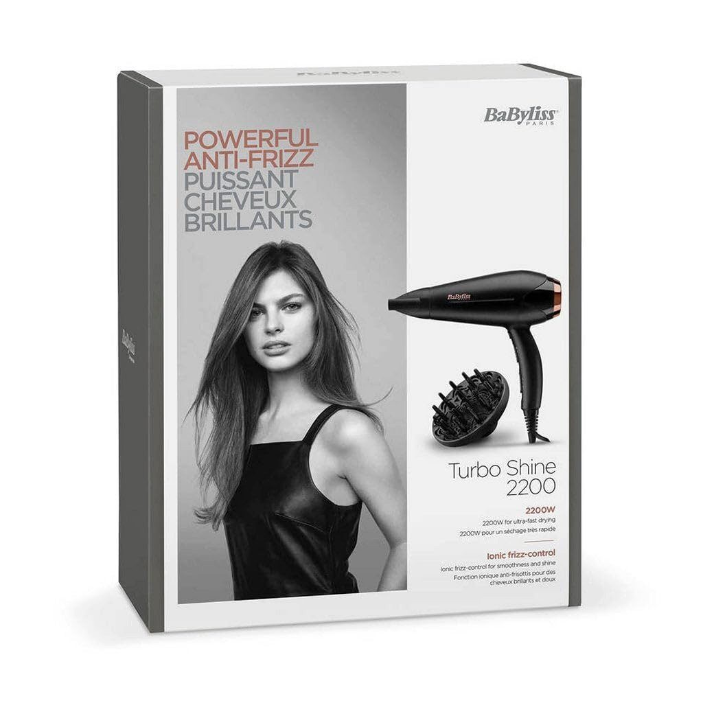 BaByliss Haartrockner D570DE, BaByliss Turbo Shine Haartrockner mit 2200 Watt