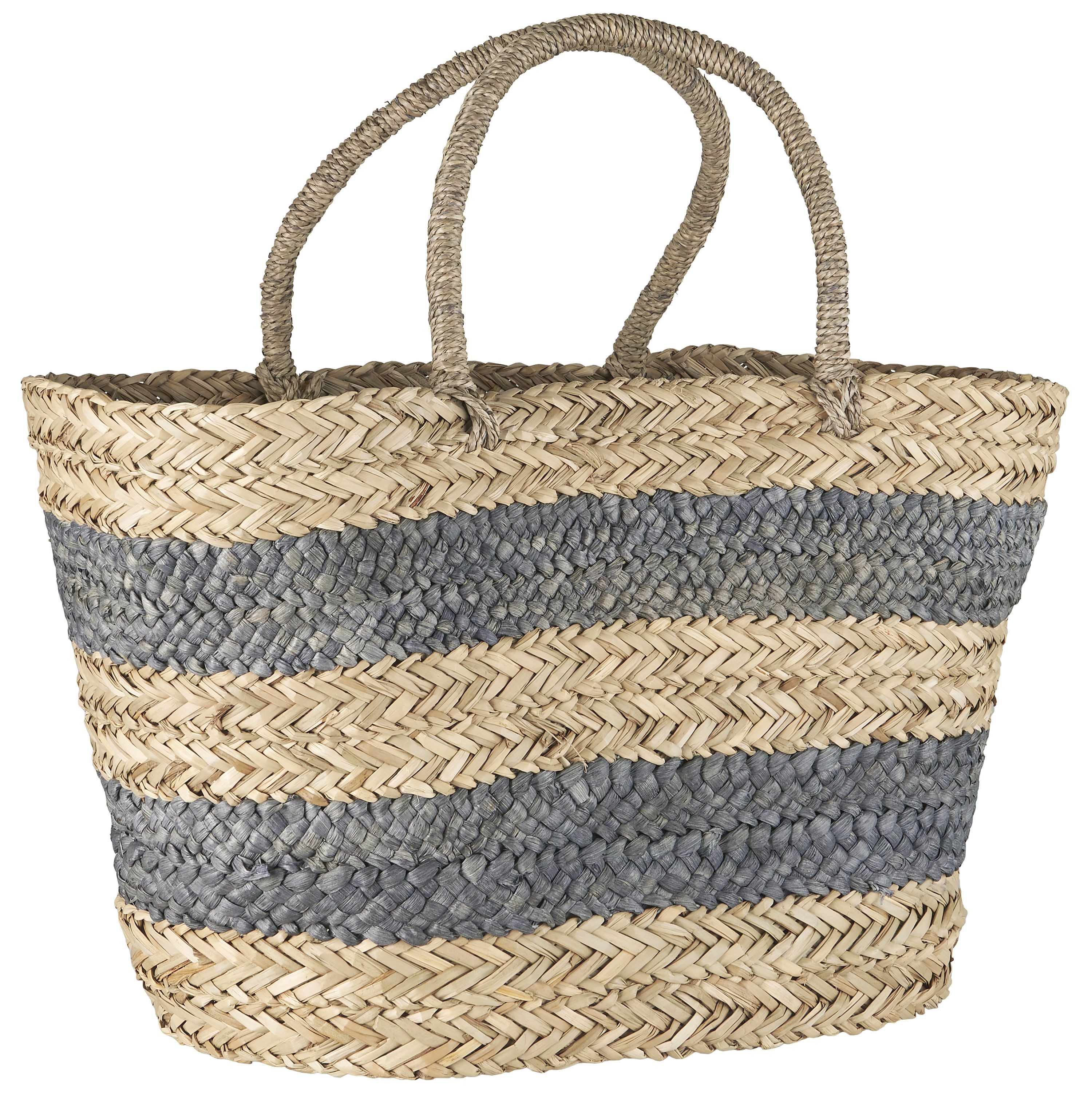 Ib Laursen Shopper Ib Laursen - Strandtasche Umhängetasche Shopper Grau Natur Gestreift