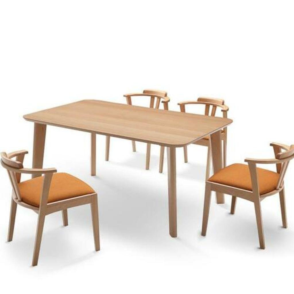 Wohn Set Tisch +4 Esstisch, Garnitur Stühle Ess Holz Lehn Zimmer JVmoebel Design Stuhl
