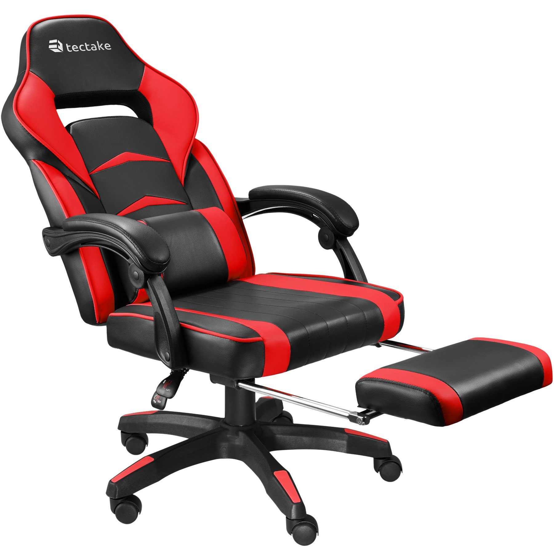 tectake Gaming-Stuhl Fußstütze (1er, St), Comodo 1 schwarz/rot