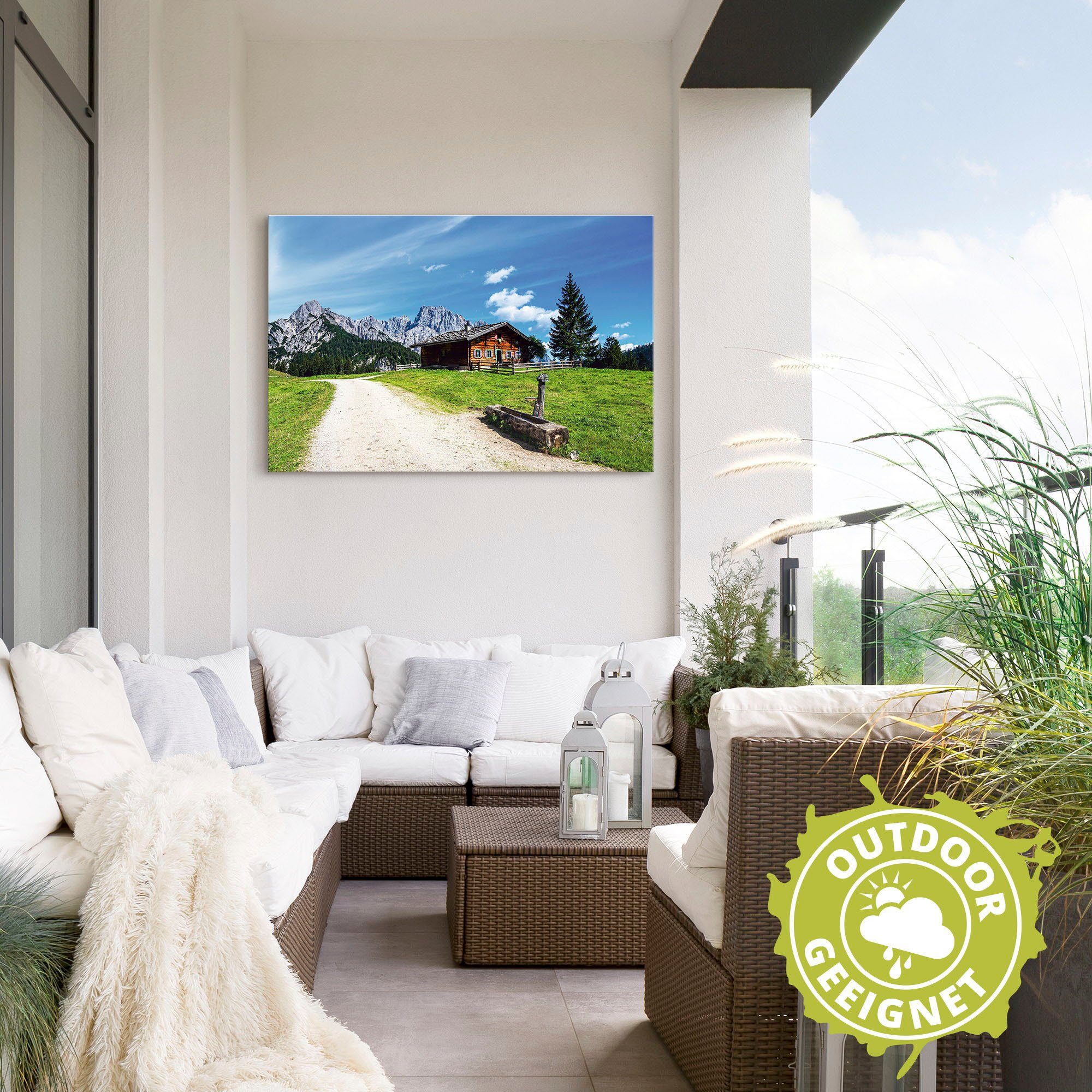 Artland Wandbild »Blick auf die Litzlalm mit Hütte«, Berge & Alpenbilder (1 Stück), in vielen Größen & Produktarten - Alubild / Outdoorbild für den Außenbereich, Leinwandbild, Poster, Wandaufkleber / Wandtattoo auch für Badezimmer geeignet-HomeTrends