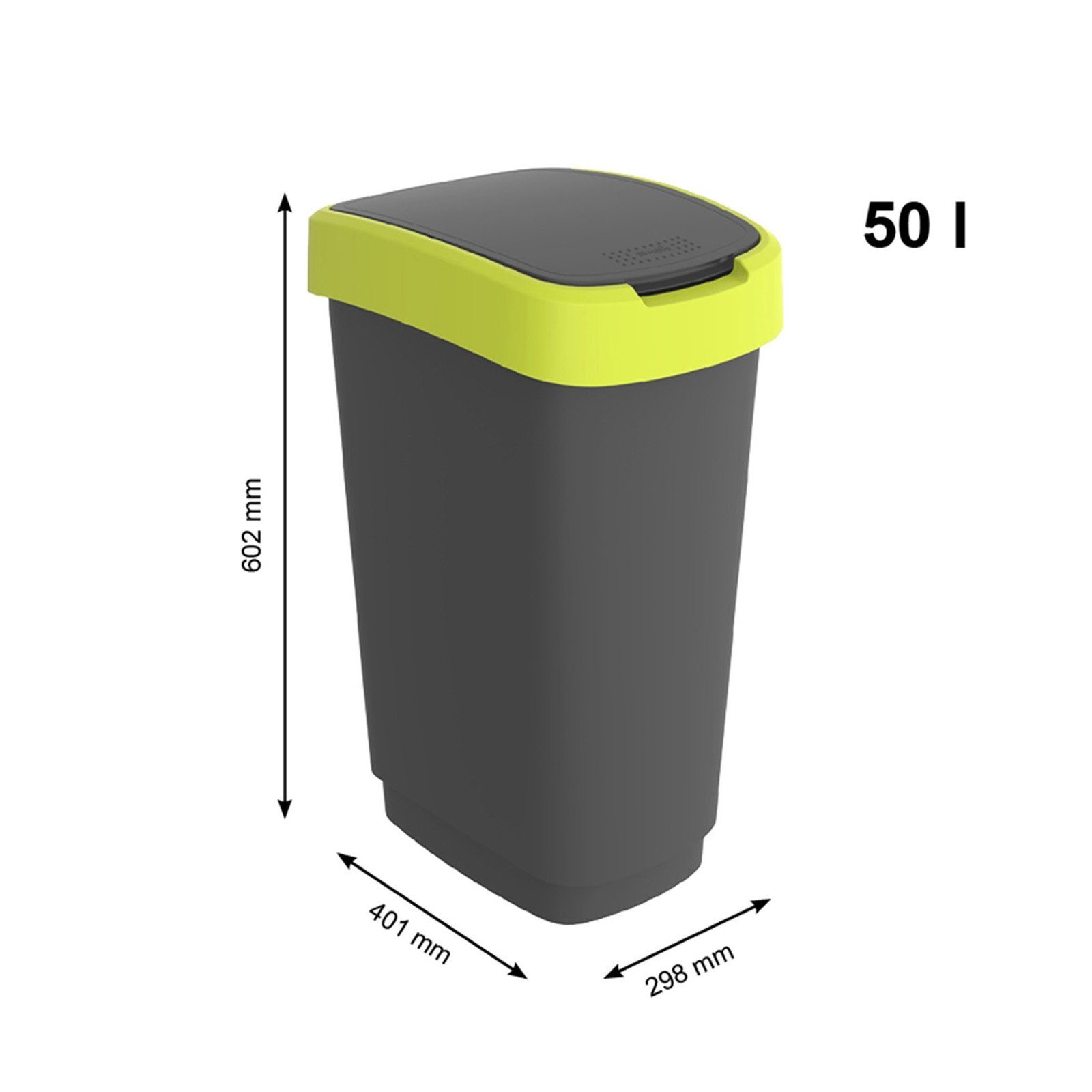 ROTHO Mülleimer TWIST Abfalleimer 50l - 2-in-1 Deckel - ideal zur Mülltrennung zuhause, Sticker-Set für Mülltrennung – Bild 4 von 5