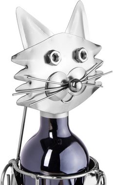 BRUBAKER Weinflaschenhalter Katze Flaschenhalter, (inklusive Grußkarte), Metall Skulptur, Wein Geschenk