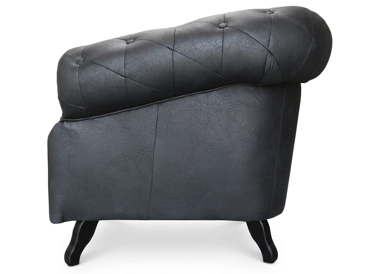 JVmoebel Chesterfield-Sofa Dunkelgraues Ledersofa Gestepptes Sofa Wohnzimmermöbel Chesterfield, 1 Teile, Made in Europa