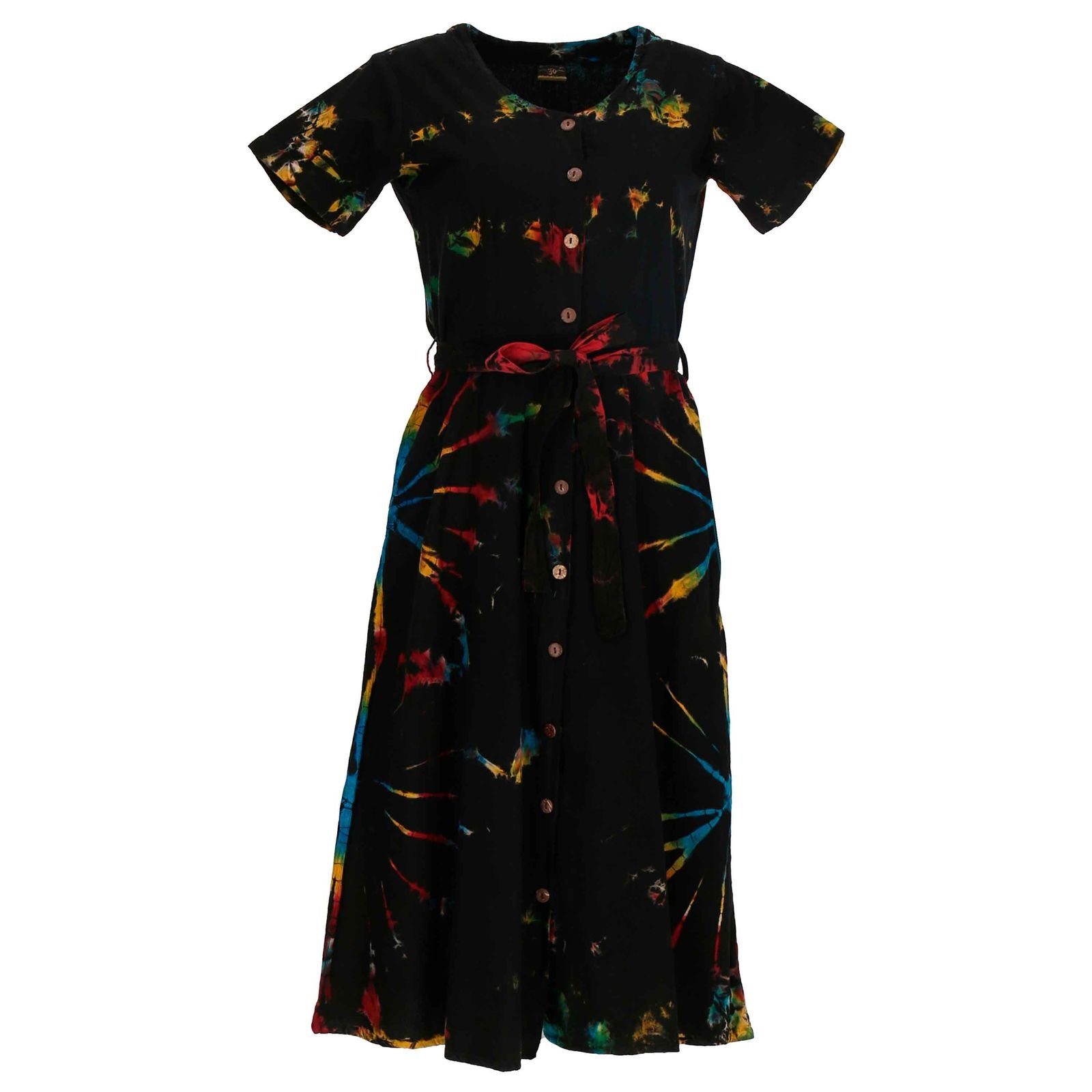 KUNST UND MAGIE Sommerkleid Kleid Batik Sommerkleid Baumwoll Kleid Boho Ibiza Hippie Tie Dye