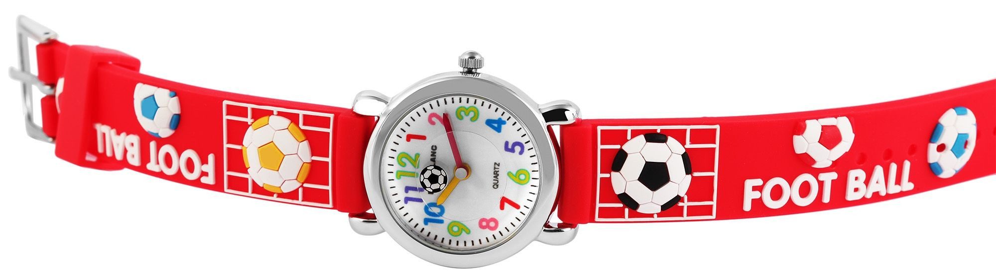 EXCELLANC Quarzuhr Fußball, silberfarbig, Mineralglas, Kinder Armbanduhr