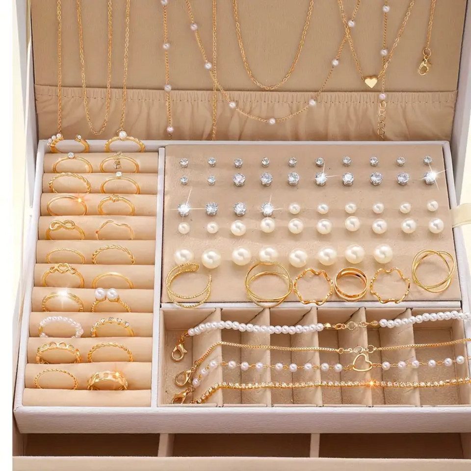ILOKEN Schmuckset 83 tlg. Ohrringe Ketten Ringe Mehrschichtige Halskette Ko günstig online kaufen
