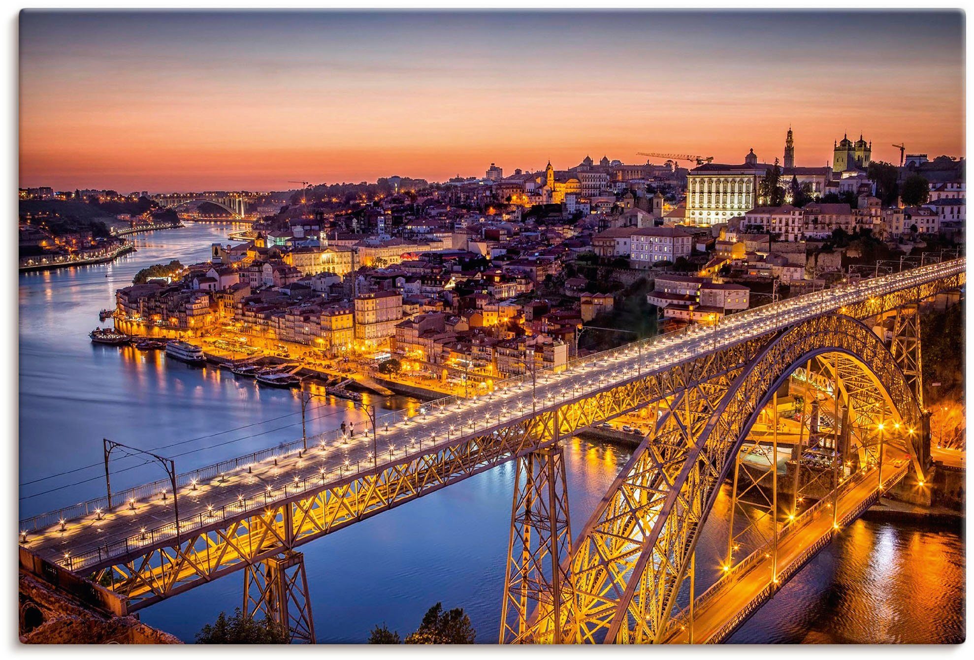 Artland Wandbild »Nachtansicht Porto Eiffelbrücke«, Brücken (1 Stück), in vielen Größen & Produktarten - Alubild / Outdoorbild für den Außenbereich, Leinwandbild, Poster, Wandaufkleber / Wandtattoo auch für Badezimmer geeignet-Otto