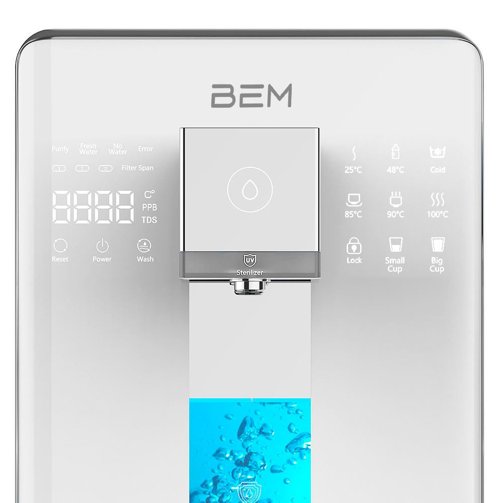 BEM Wasserfilter LINA Auftisch-Umkehrosmoseanlage mit 6L Wassertank, Zubehör für RO-Trinkwasserfiltration mit Wasserstofffunktion & Heiß- & Kaltwasser, Wasserfilteranlage mit Wasserspender und Hydrogen-Elektrolyse-Funktion